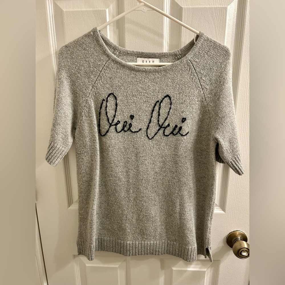 Elle Gray Crew Neck Sweater, Size M
